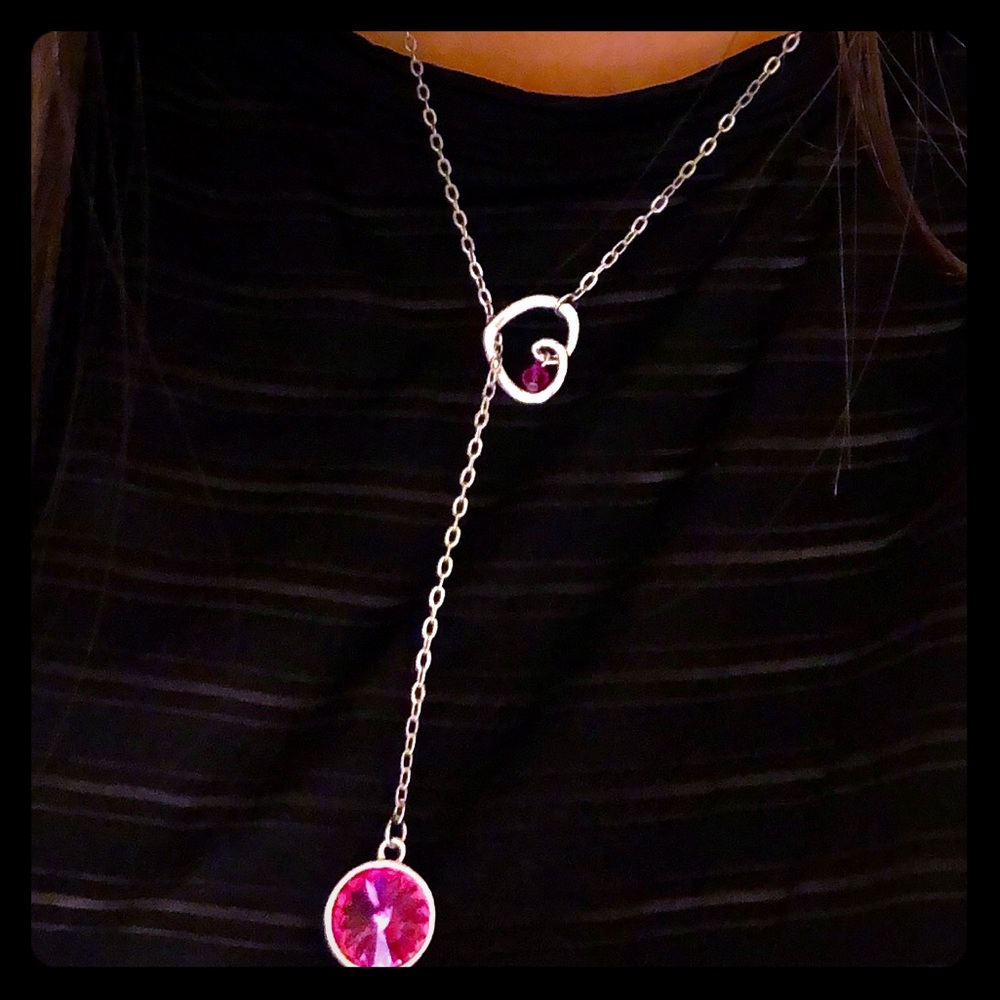 925 silver Swarovski lariat necklace in rose.